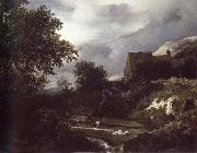 Jacob van Ruisdael Bleaching Ground in a hollow by a cottage painting